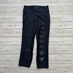 Under Armour Leggings Women's Medium Black HeatGear Compression Cropped Athletic